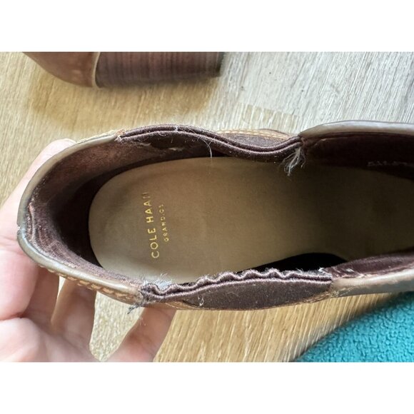 Cole Haan Womens Balthasar Wedge Ankle Boots Chestnut Leather Size 9 Rustic Boho - Picture 8 of 10